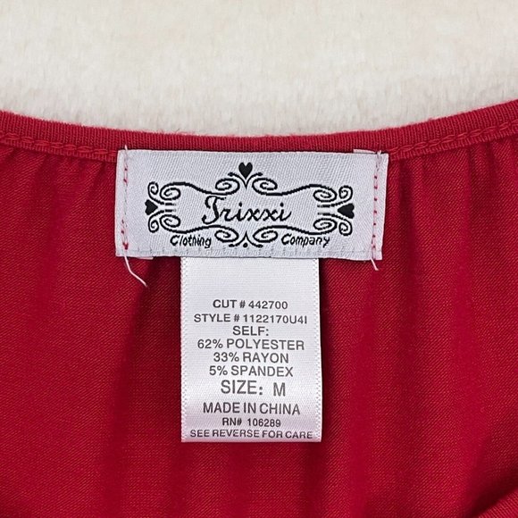 Trixxi Short Sleeve Red Beaded Top Women's Size Medium - Picture 7 of 8